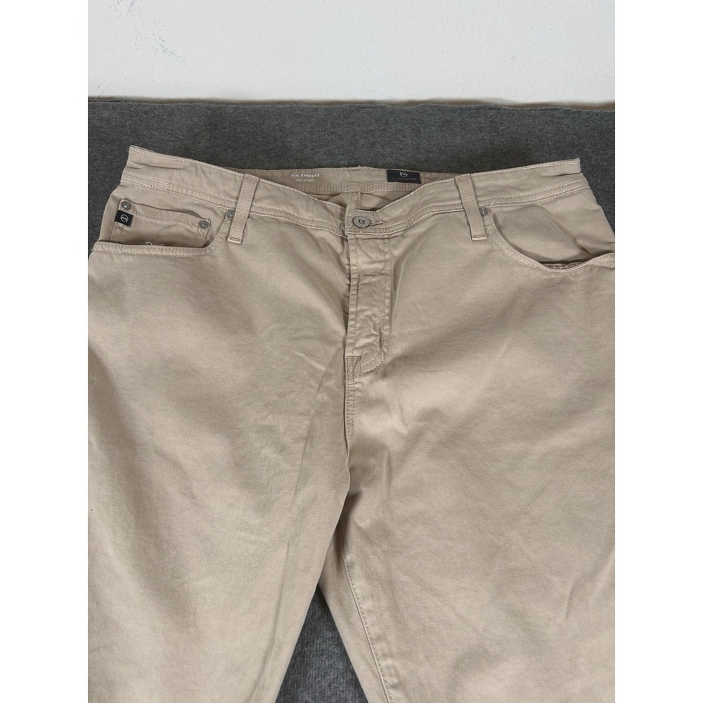 AG Adriano Goldschmied Everett Jeans Mens 40x32 Beige Slim Straight Stretch - Picture 2 of 6